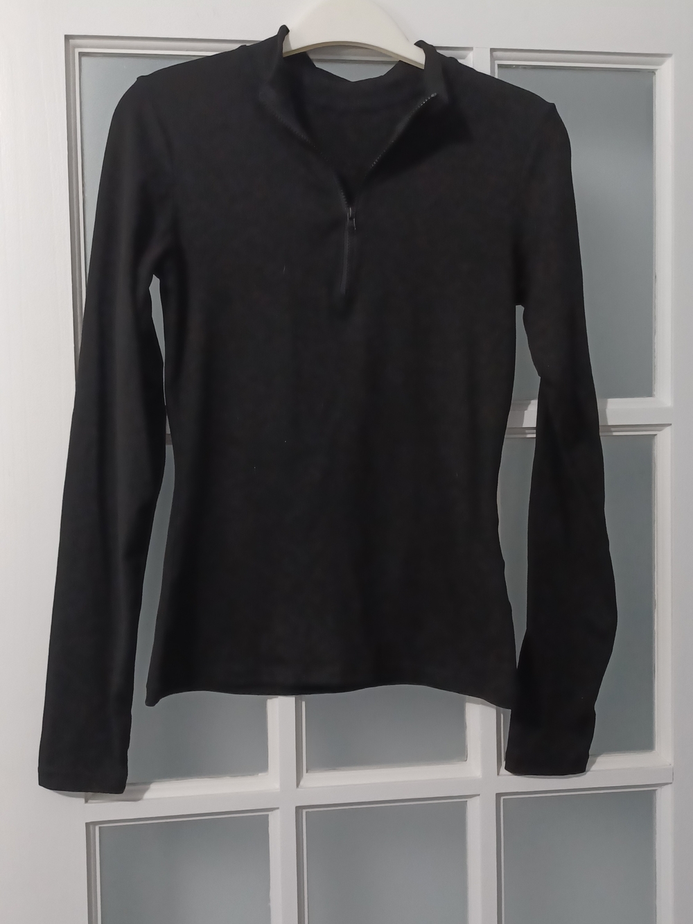 SHEIN Black Long-Sleeve Half-Zip Top